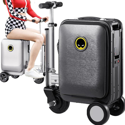 Close-up of the removable battery feature on the  smart travel bag, highlighting convenience.