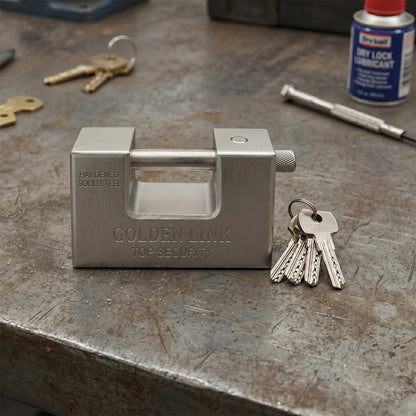 Back view of the waterproof 94mm stainless steel security padlock.